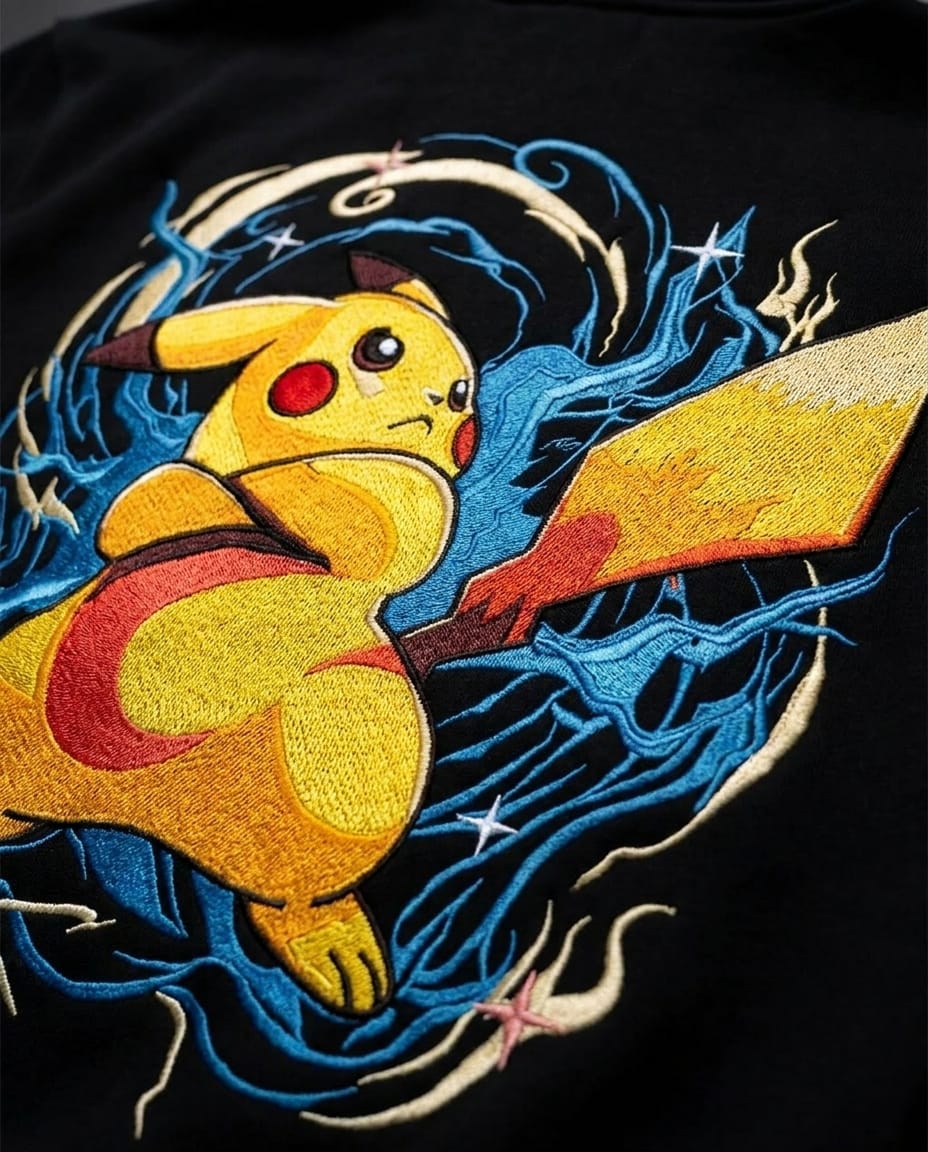 GS Pikachu Thunderstrike Embroidered Hoodie